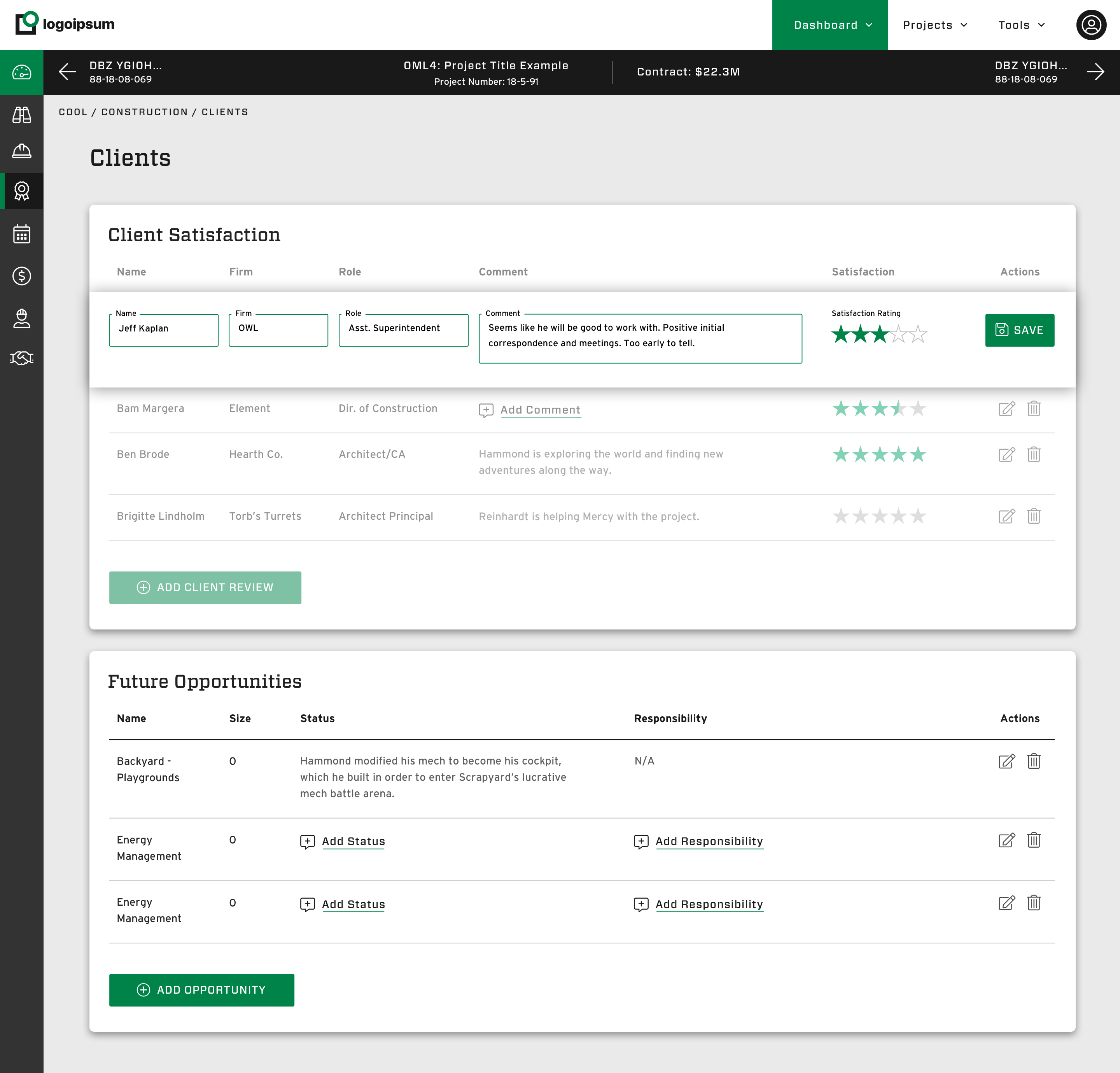 Construction Analytics App Manage Clients Page by Zaq Dayton at Lifeblue