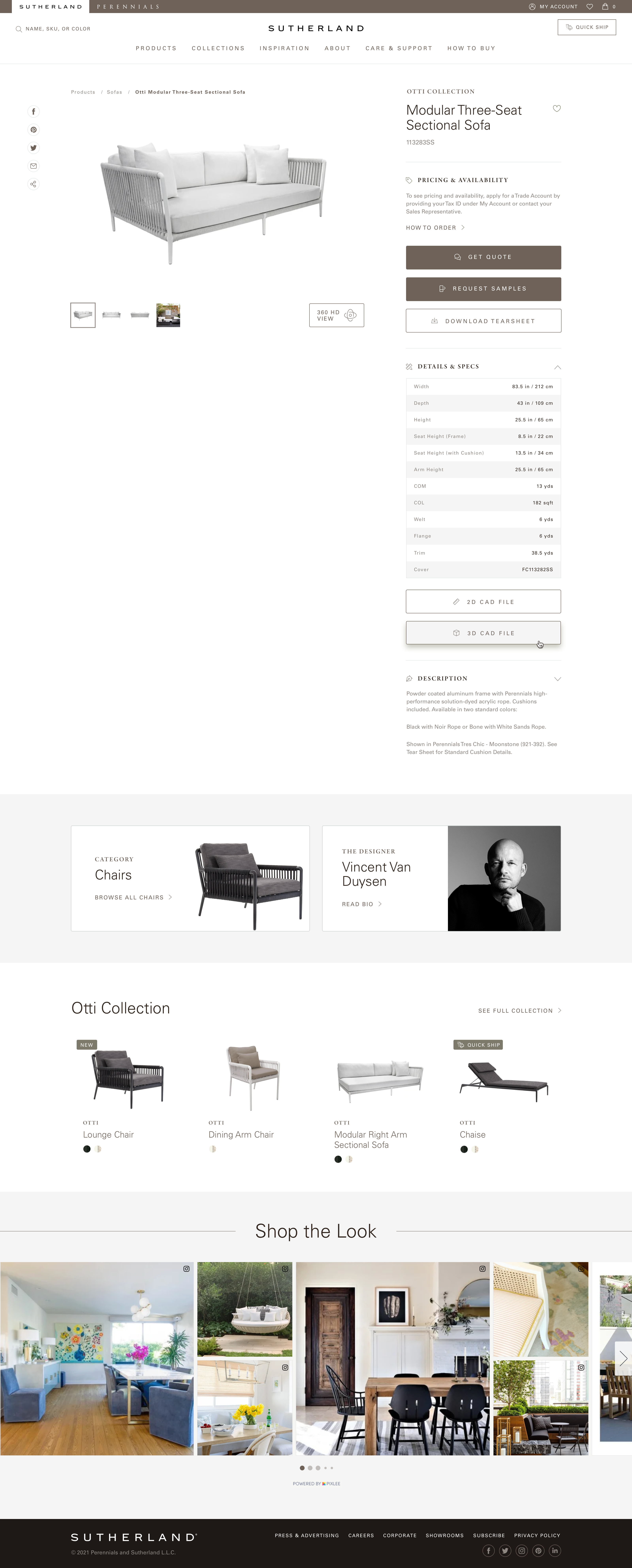 Sutherland Furniture Product Detail Page on Desktop by Zaq Dayton at Lifeblue