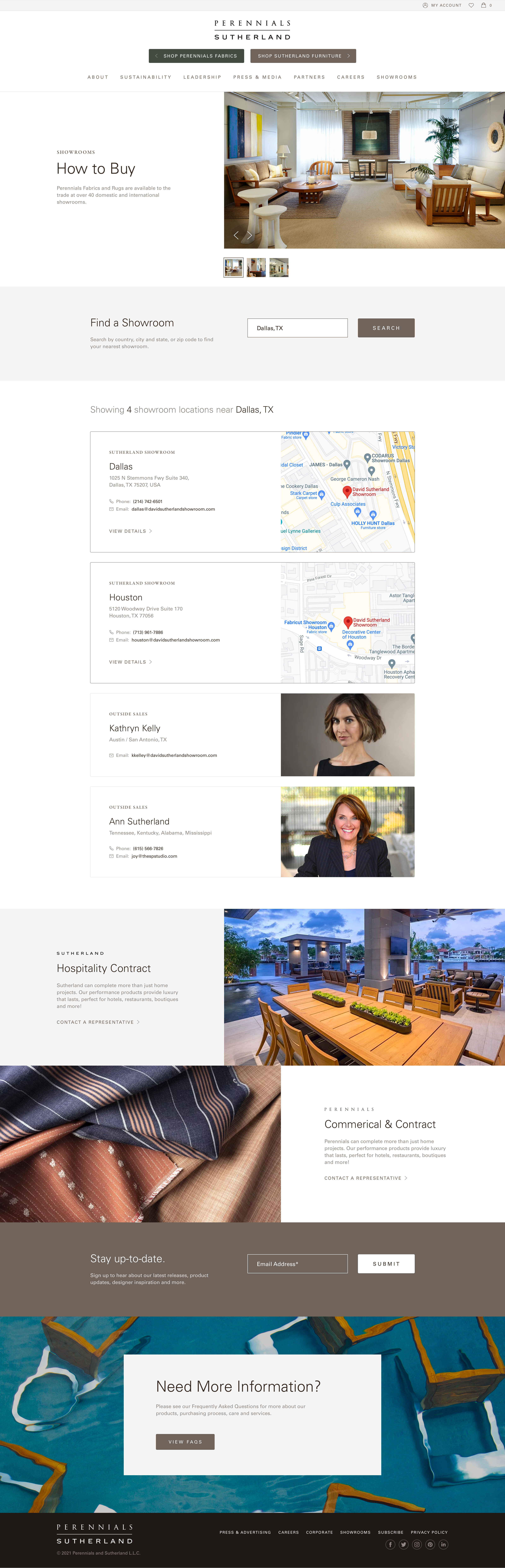 Sutherland Furniture Showrooms Landing Page on Desktop by Zaq Dayton at Lifeblue