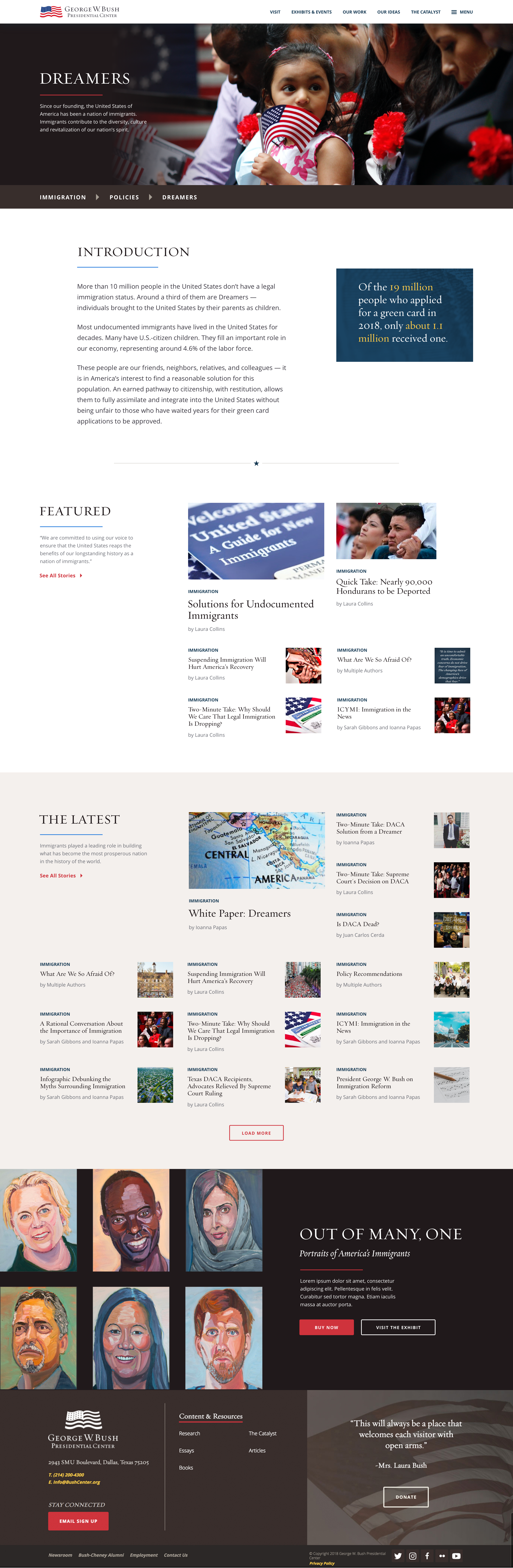 Bush Presidential Center's Immigration Series Landing Page on Desktop by Zaq Dayton at Lifeblue