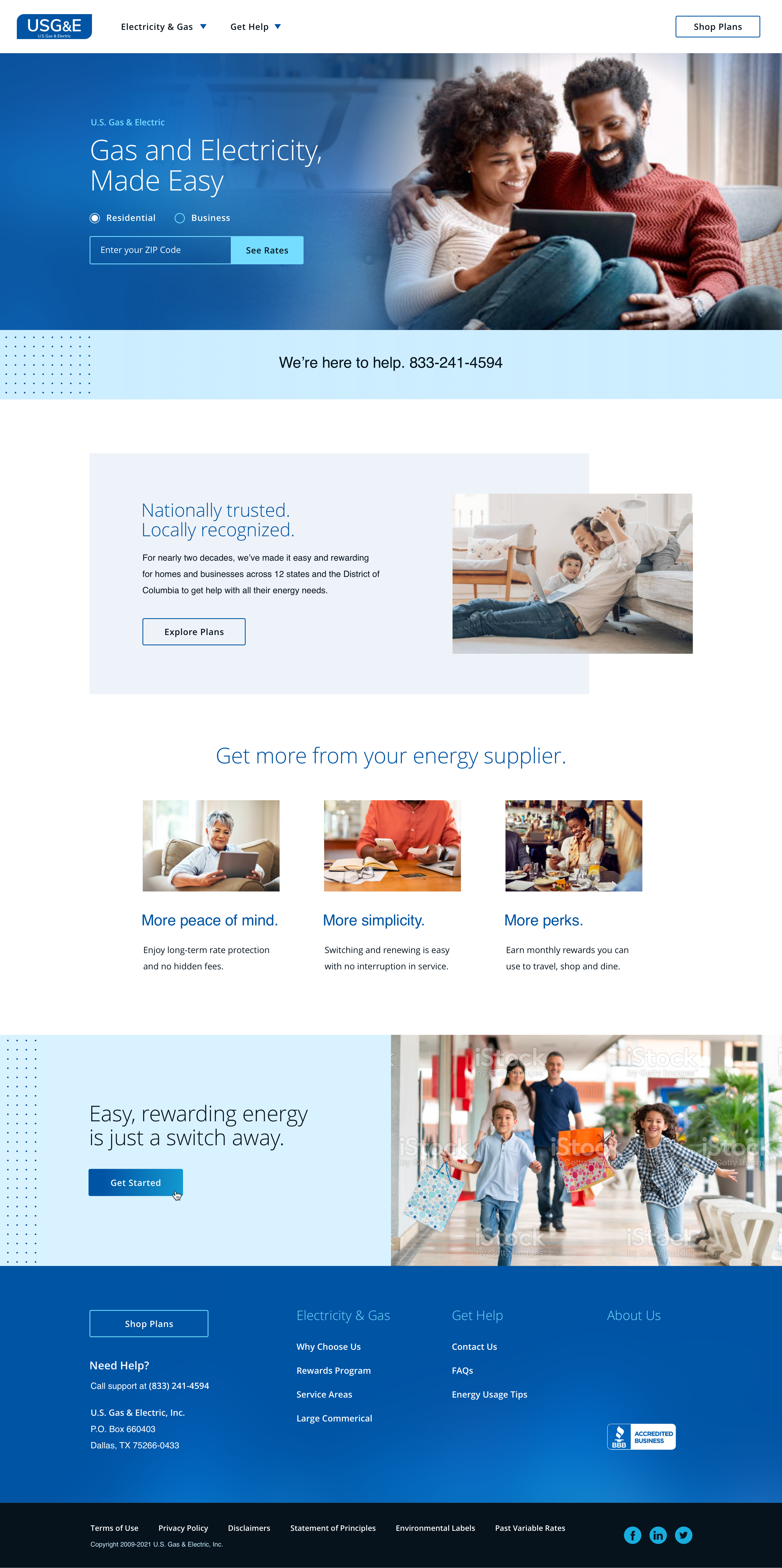 U.S. Gas & Electric Homepage on Desktop by Zaq Dayton at Lifeblue