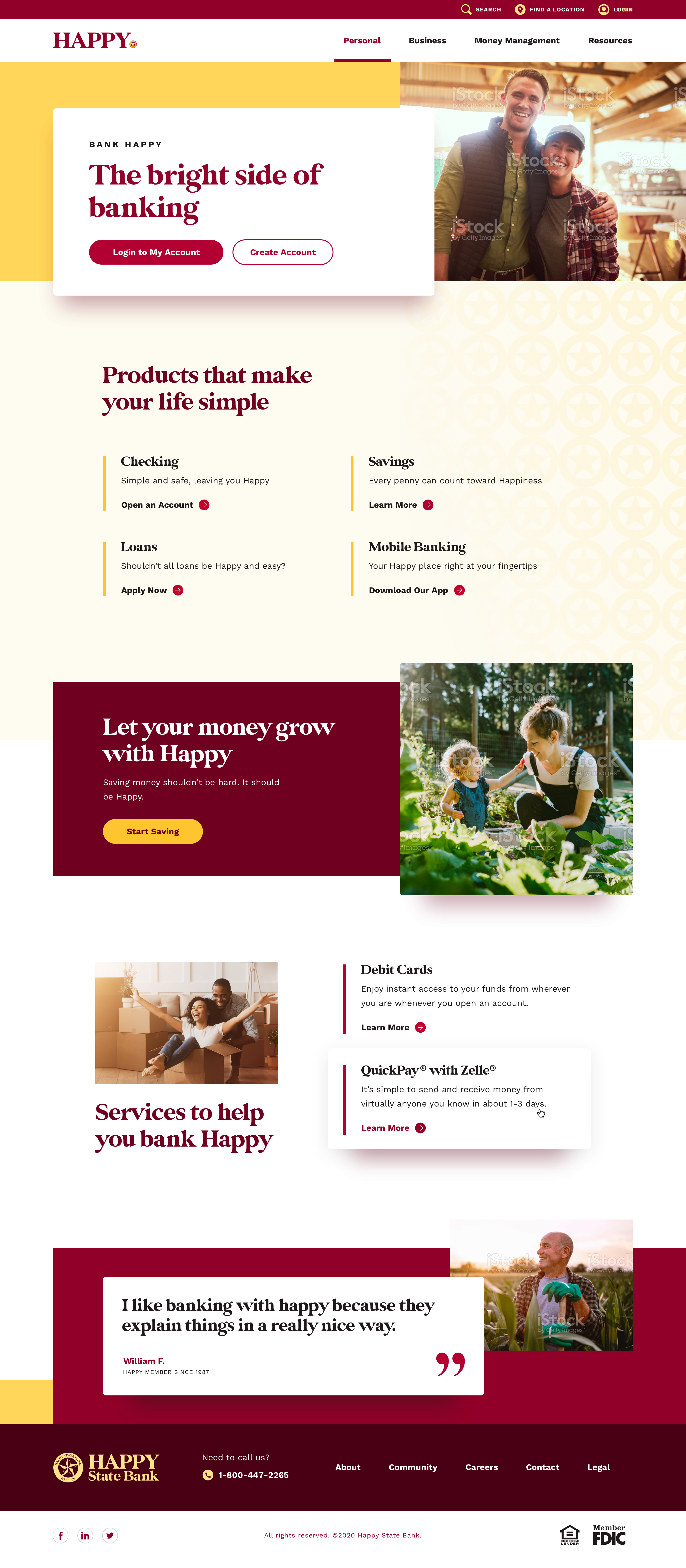 Happy State Bank Personal Account Landing Page on Desktop by Zaq Dayton at Lifeblue